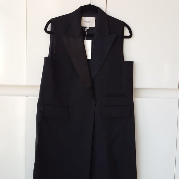 Lafayette 148 New York ! wool, Silk-Lapel Tuxedo Vest - Picture 2 of 15